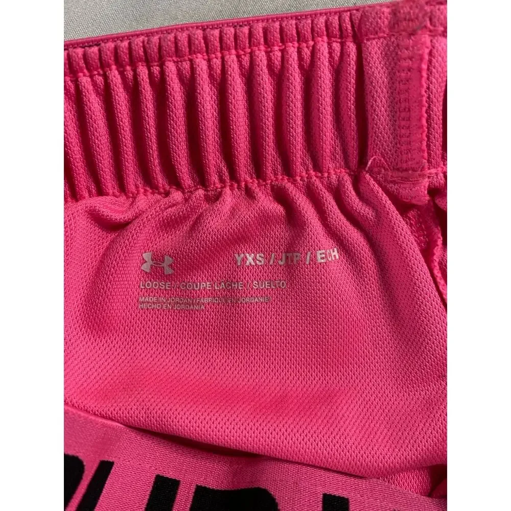 Under Armour Girls HeatGear Shorts Youth XS Pink Athletic Running Loose